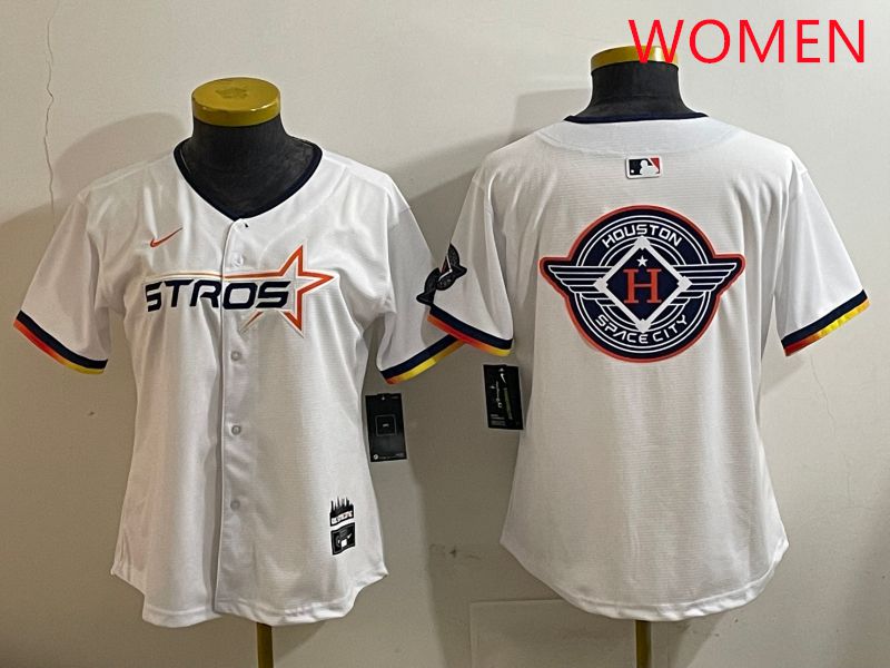 Women Houston Astros Blank White three generations Joint Name Nike 2025 MLB Jersey style 26->women mlb jersey->Women Jersey